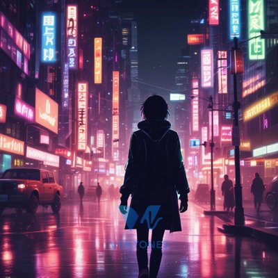 Neon Anime Street Walker