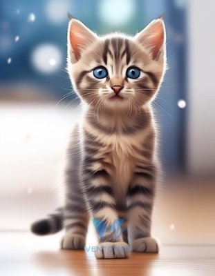 Adorable Blue-Eyed Kitten Portrait Mobile Wallpaper