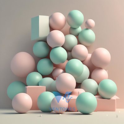 Pastel Spheres Abstract 3D Render - Mint Pink Geometric Art