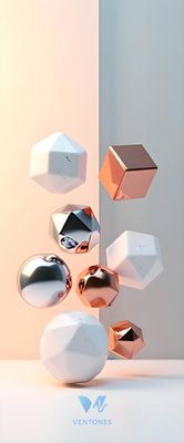 3D Geometric Shapes Floating in Pastel Pink Blue Abstract Space