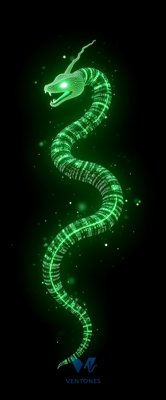 Digital Dragon Snake Hologram Green Neon Cyber Fantasy Wallpaper
