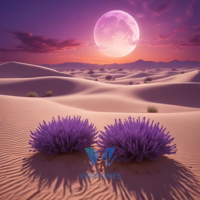 Majestic Purple Moon Over Desert Dunes Wallpaper