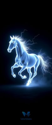Electric Blue Lightning Unicorn Galloping Through Storm Energy