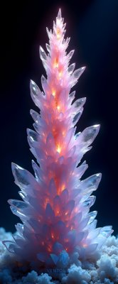 Luminous Crystal Flame Tower - Fantasy Fire Ice Digital Art