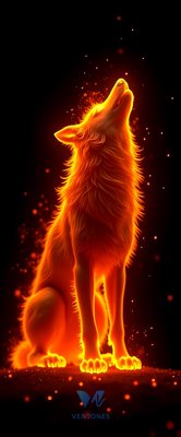 Fire Wolf Howling Golden Flames Mobile Wallpaper