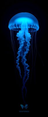 Glowing Blue Jellyfish Dark Ocean Depths Mobile Wallpaper