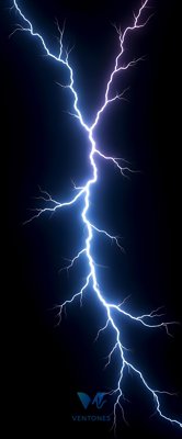 Electric Blue Lightning Bolt Strike on Black Background