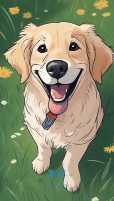 Happy Golden Retriever Puppy in Sunny Flower Meadow Wallpaper