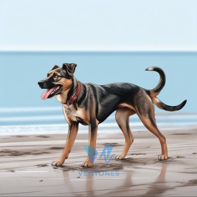 Happy German Shepherd Dog on Beach - Coastal Pet Wallpaper
