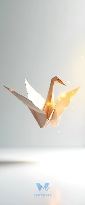Luminous Origami Crane with Golden Light Effects
