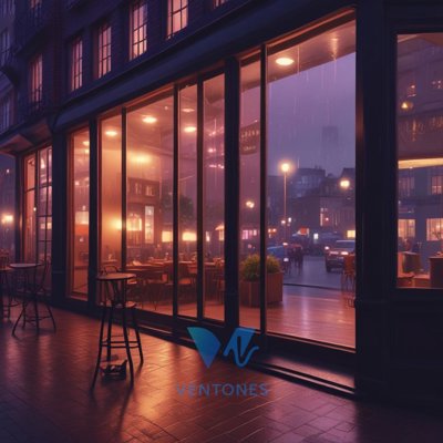 Cozy Urban Cafe at Night - Warm Atmosphere Wallpaper