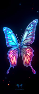 Luminous Crystal Butterfly Digital Art Dark Neon Wallpaper