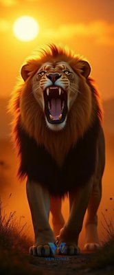 Roaring Lion Golden Sunset Safari Mobile Wallpaper