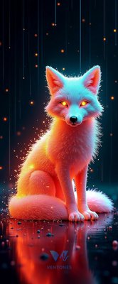 Mystical Fire Fox with Glowing Eyes - Fantasy Digital Art