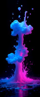 Neon Blue Pink Smoke Explosion Abstract Digital Art Wallpaper