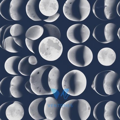 Lunar Phases Pattern - Moon Cycles on Deep Blue Background