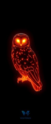 Glowing Red Neon Owl Digital Art Mobile Wallpaper