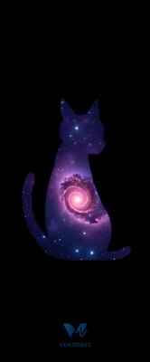 Cosmic Cat Silhouette with Purple Galaxy Spiral Mobile Wallpaper