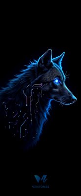 Cybernetic Wolf Digital Art Blue Neon Gaming Wallpaper