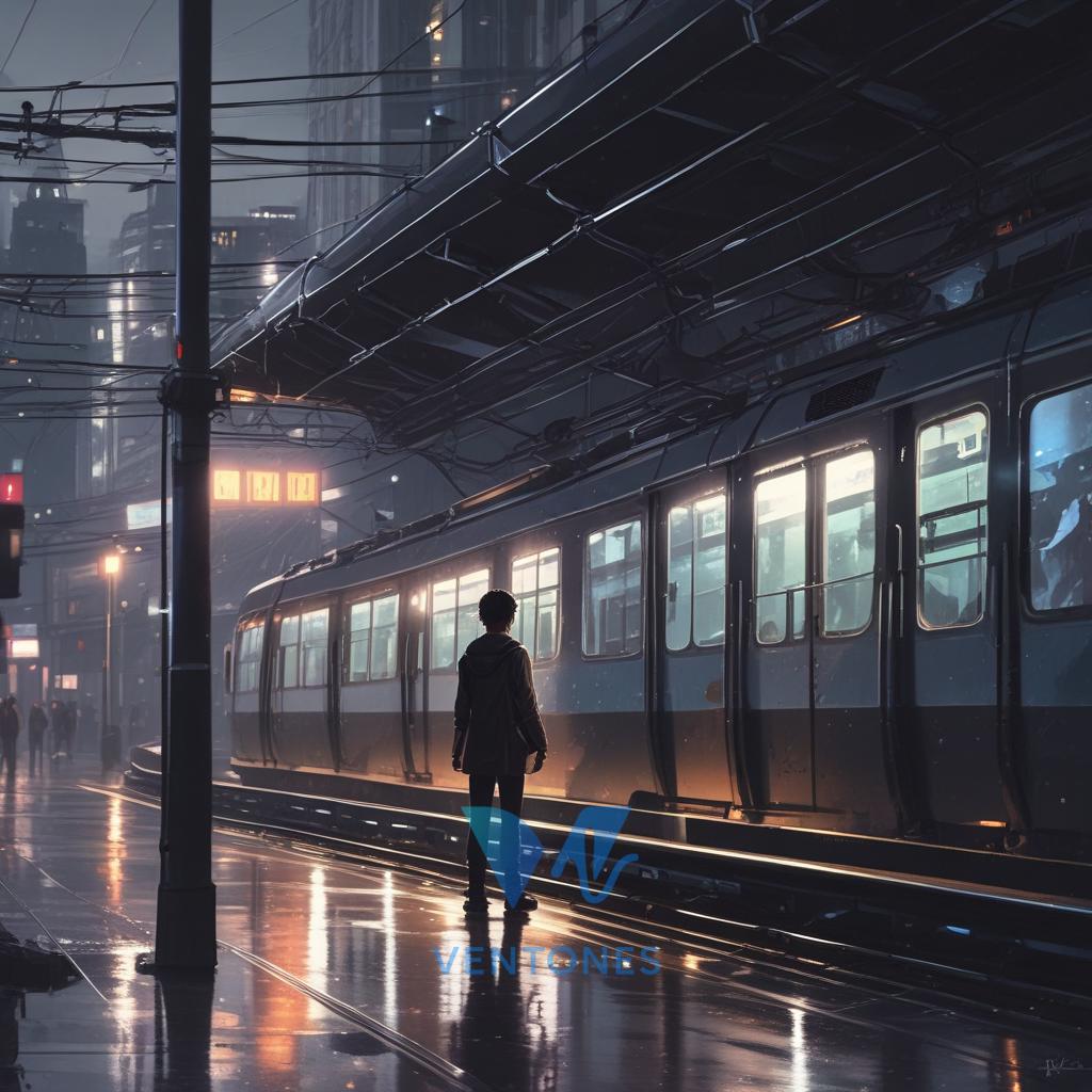 Rainy Train Platform - AI Generated Wallpaper