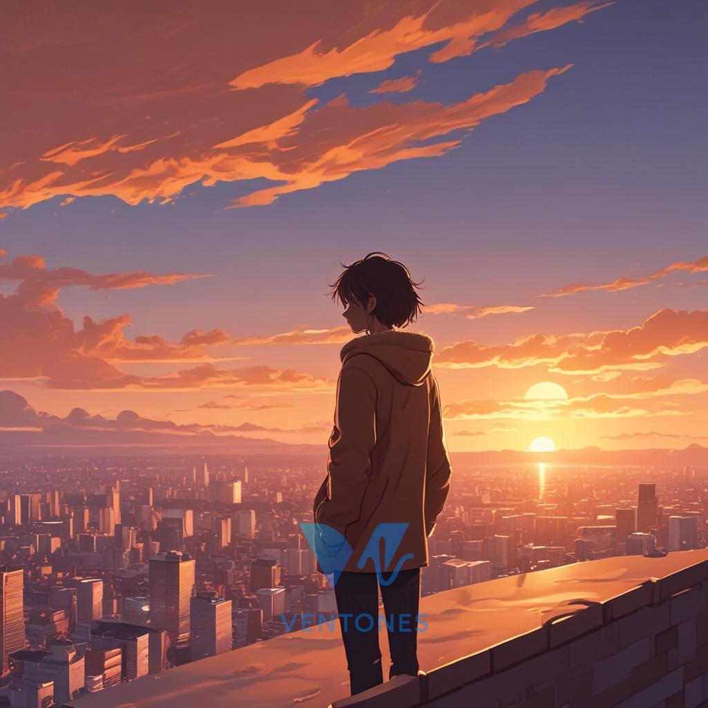 Anime Sunset City Silhouette – 4K Cinematic Wallpaper - AI Generated Wallpaper