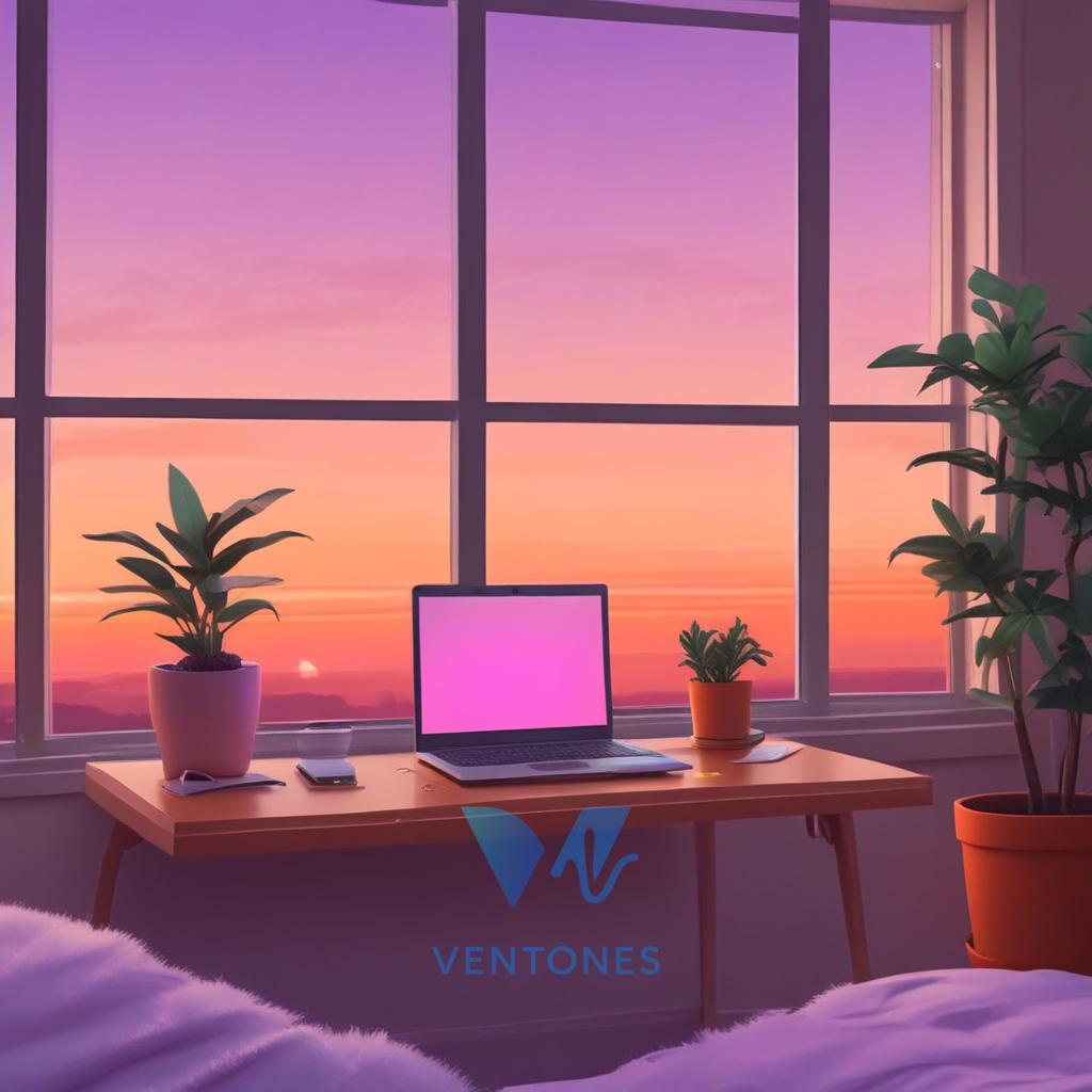 Cozy Sunset Workspace with Plants - Aesthetic Home Office Vibes - AI Generated Wallpaper