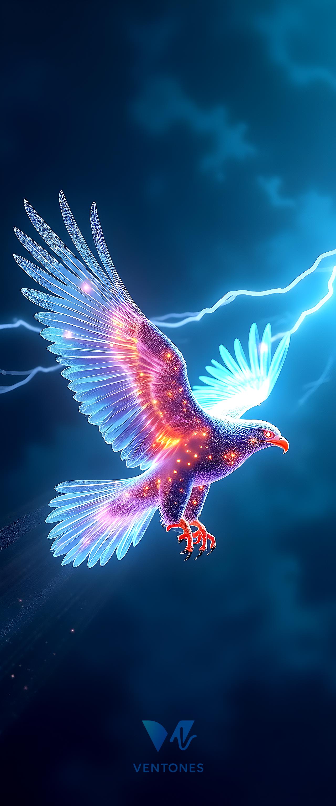 Electric Eagle Lightning Storm Digital Art Wallpaper - AI Generated Wallpaper