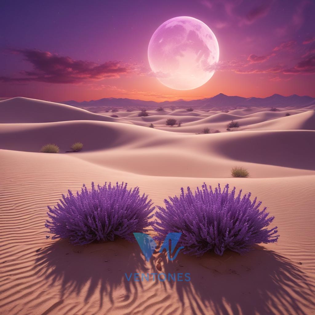 Majestic Purple Moon Over Desert Dunes Wallpaper - AI Generated Wallpaper