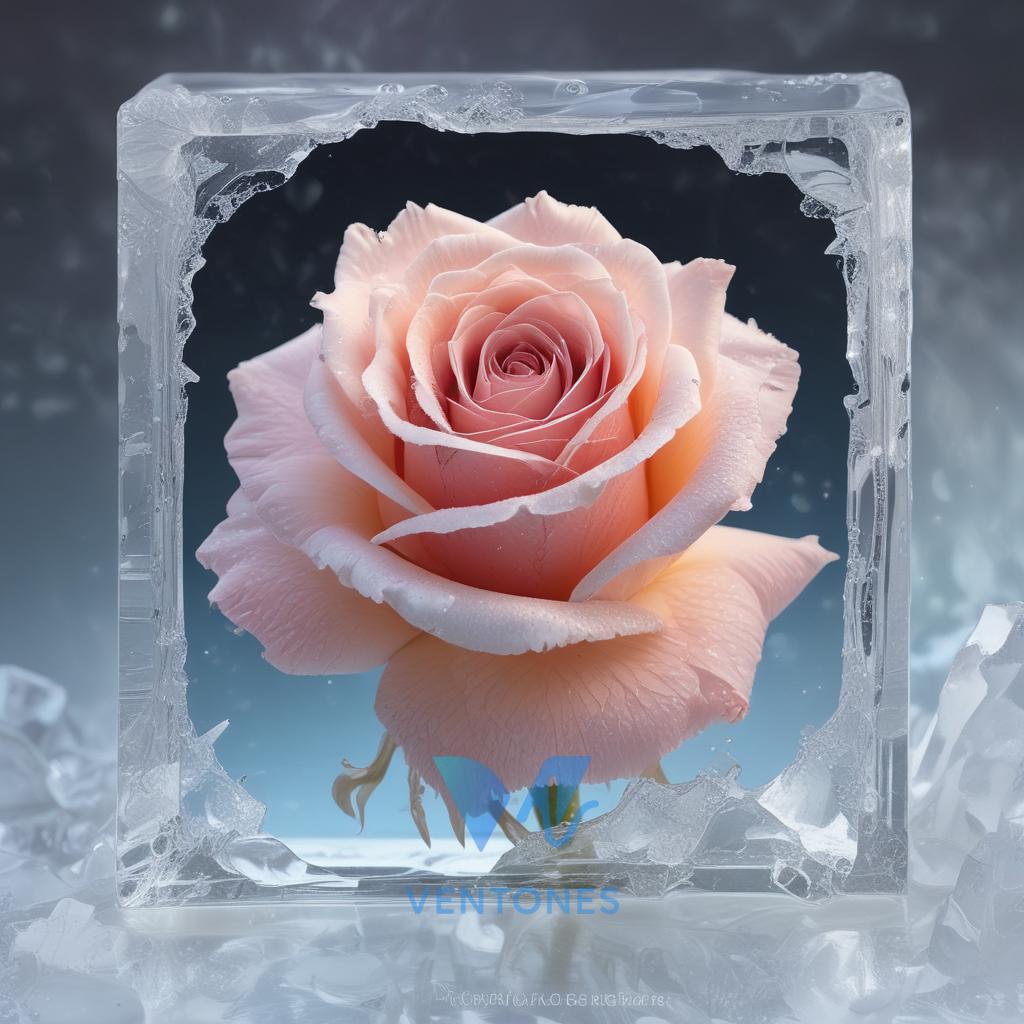 Frozen Rose in Ice - Elegant Floral Mobile Wallpaper - AI Generated Wallpaper