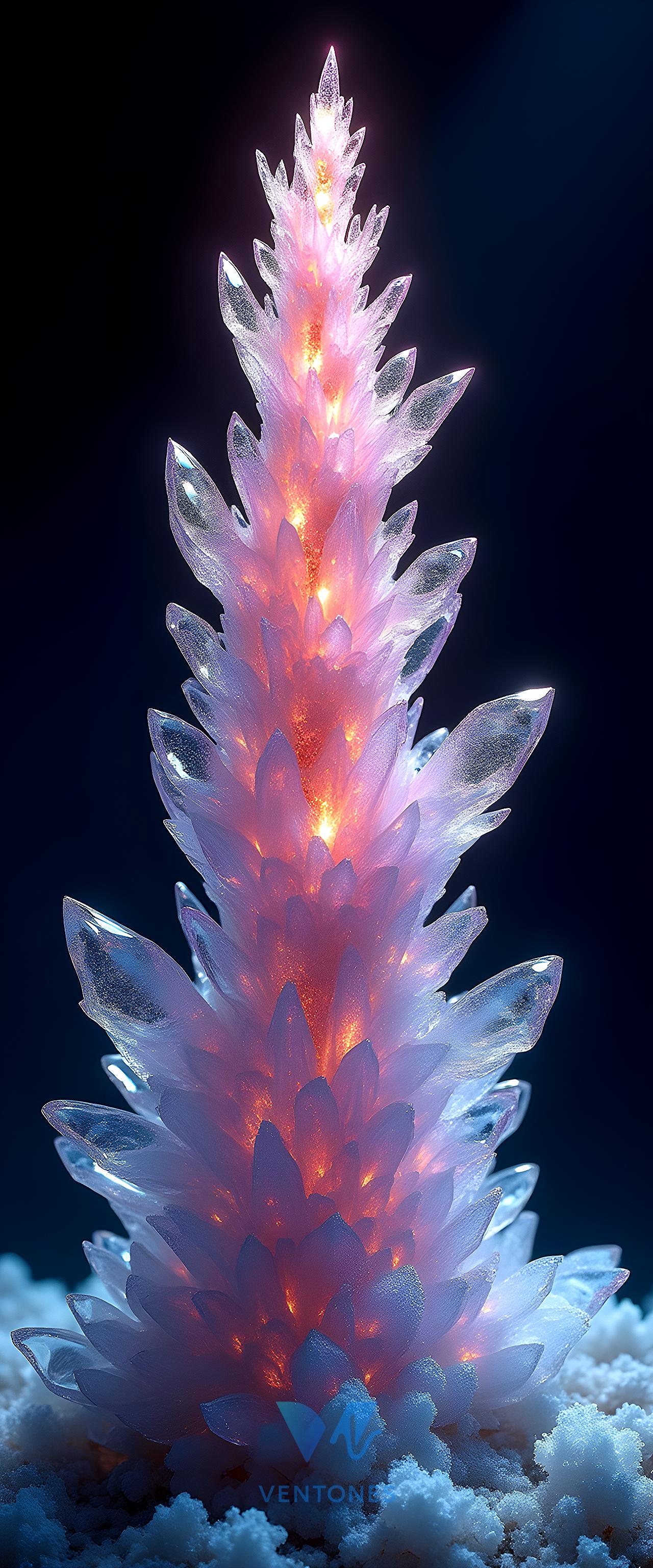 Luminous Crystal Flame Tower - Fantasy Fire Ice Digital Art - AI Generated Wallpaper