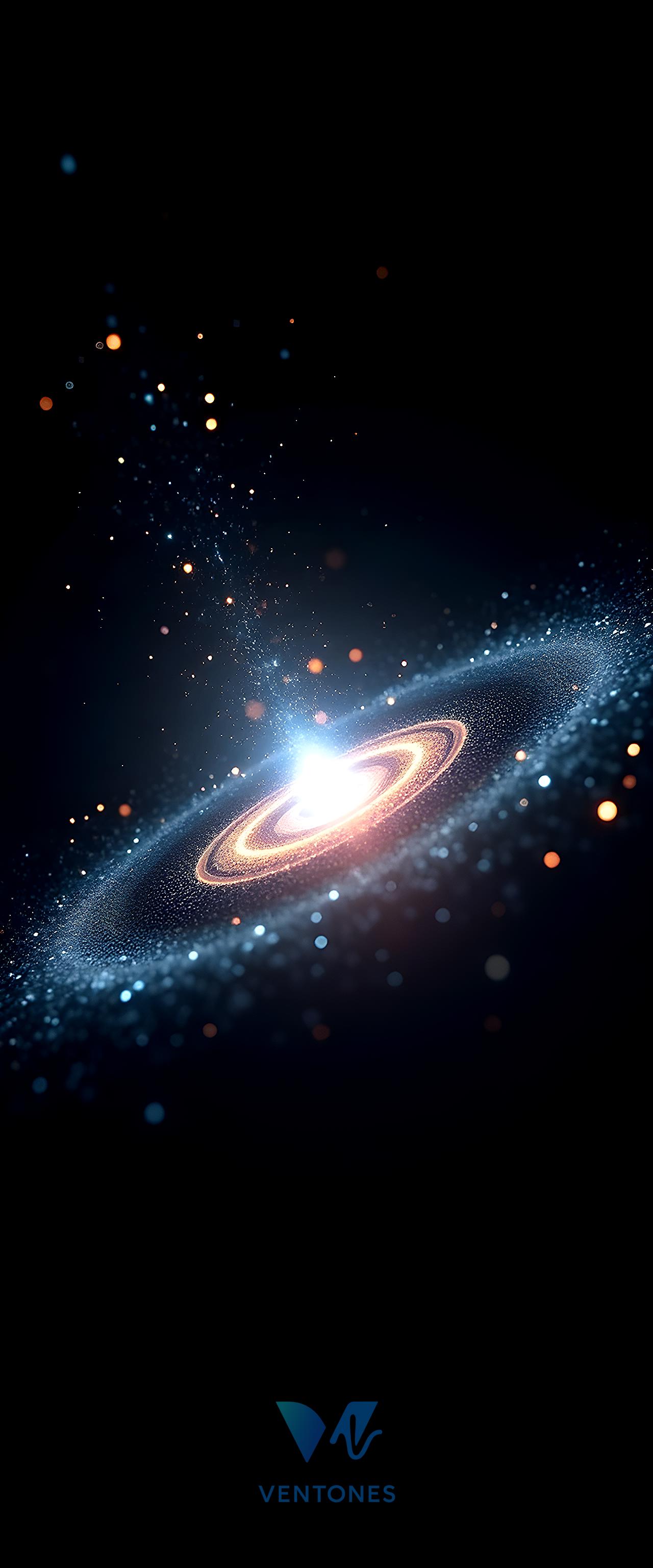 Cosmic Black Hole with Glowing Accretion Disk Space Wallpaper - AI Generated Wallpaper