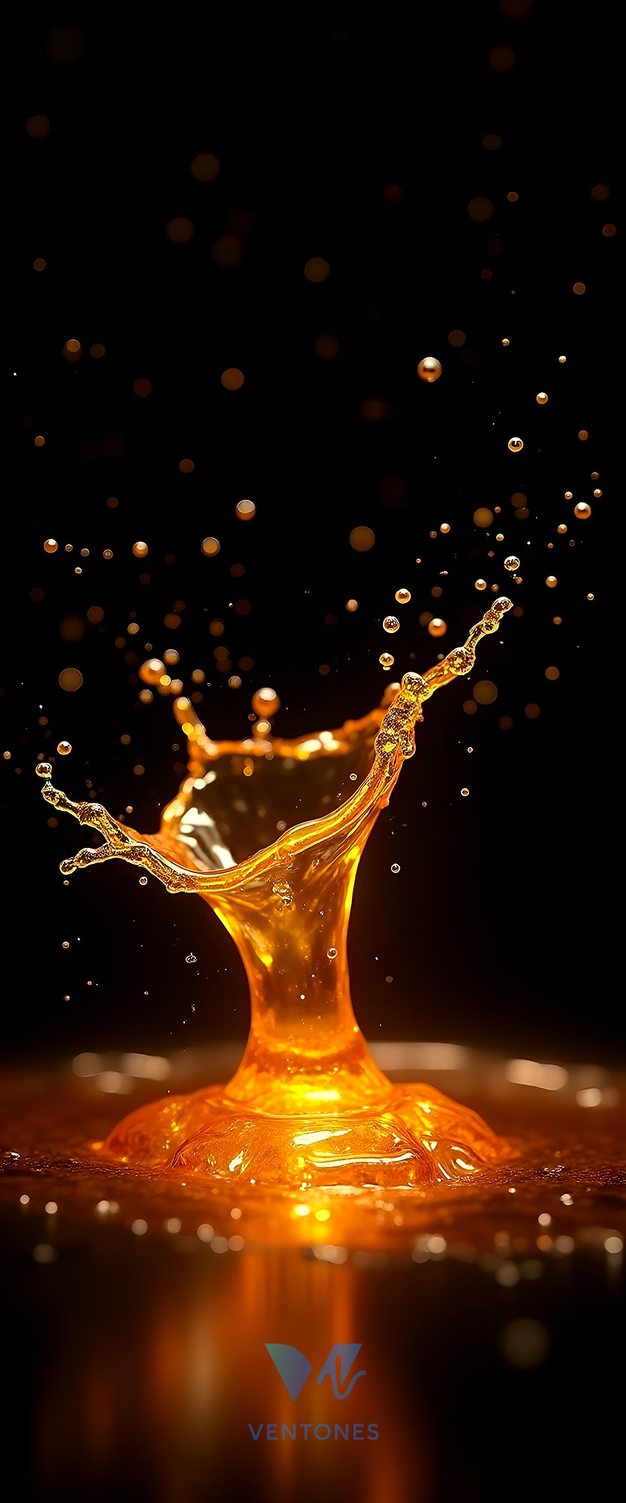 Golden Liquid Splash Abstract Art Mobile Wallpaper - AI Generated Wallpaper