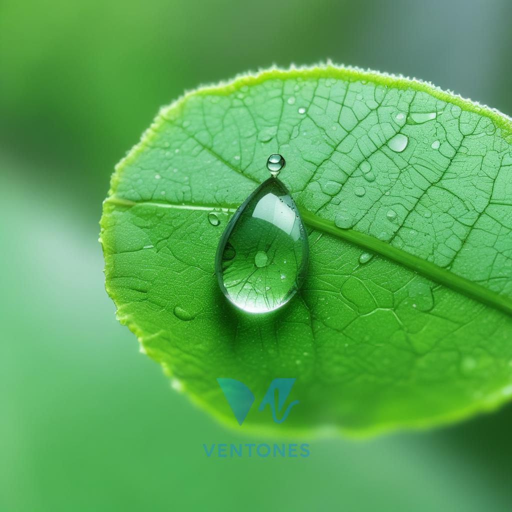 Green Leaf Water Droplet Nature Close-up Mobile Wallpaper - AI Generated Wallpaper