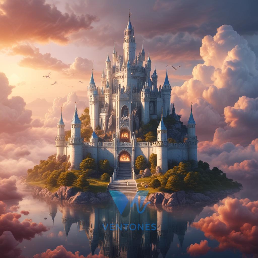 Enchanted Fantasy Castle in the Clouds Wallpaper - AI Generated Wallpaper