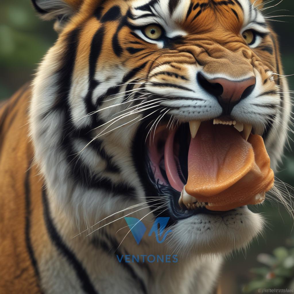 Fierce Tiger Roaring Portrait - Orange Black Stripes Wildlife - AI Generated Wallpaper