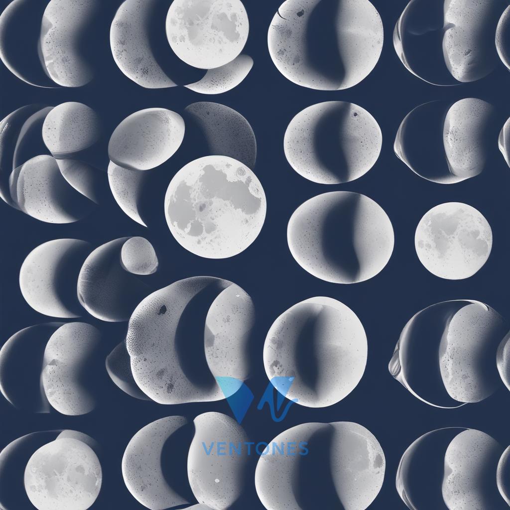 Lunar Phases Pattern - Moon Cycles on Deep Blue Background - AI Generated Wallpaper