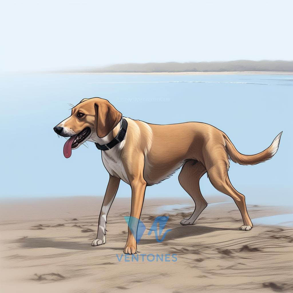 Happy Beagle Dog Running on Beach - Digital Art Wallpaper - AI Generated Wallpaper