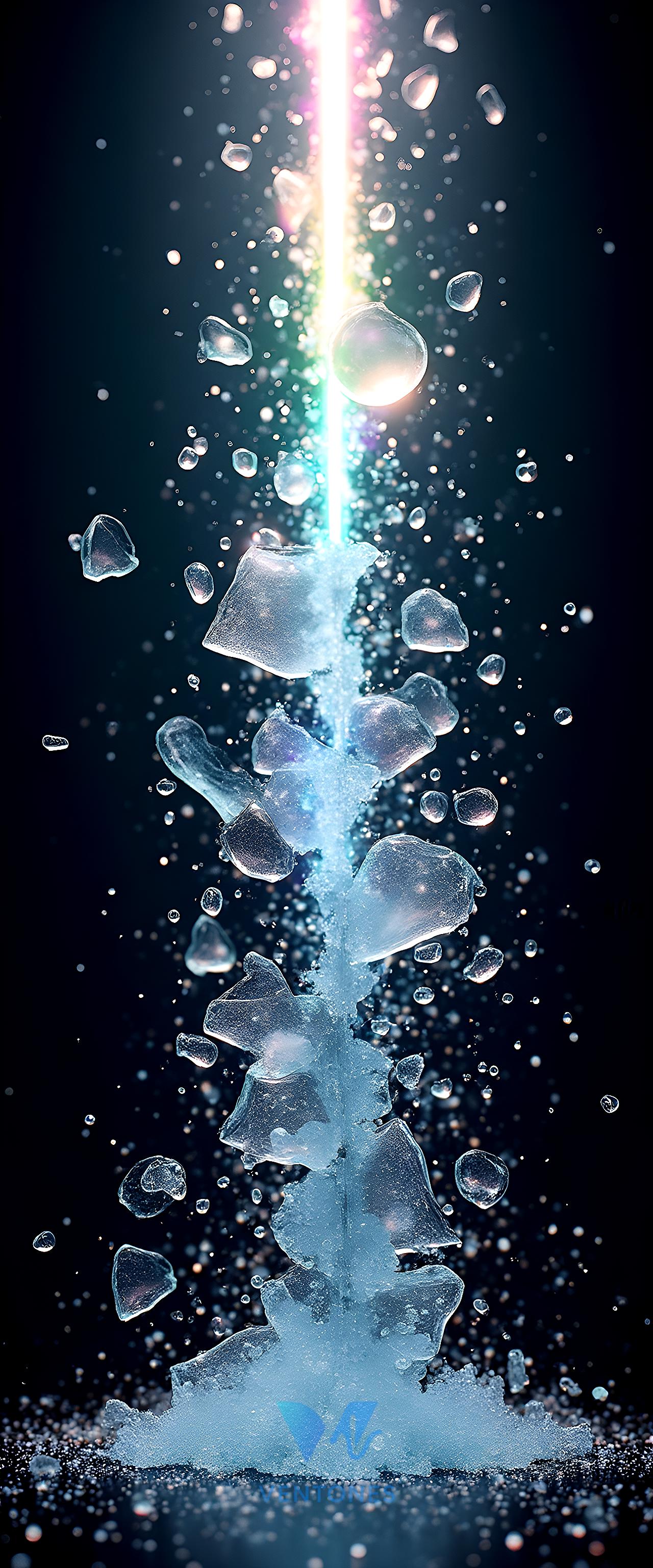 Ice Explosion Energy Beam - Dynamic Blue Crystal Burst Wallpaper - AI Generated Wallpaper