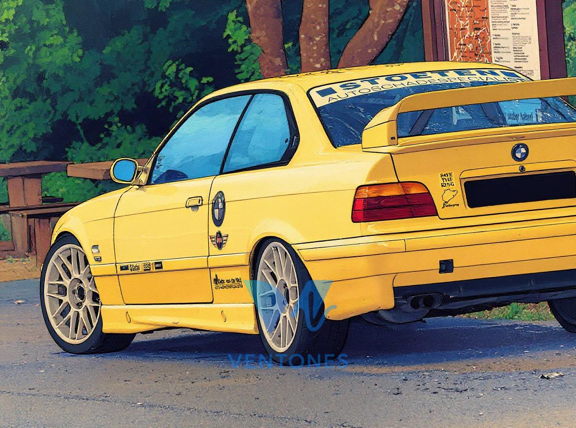 Yellow BMW Sports Car Aesthetic Mobile Wallpaper - AI Generated Wallpaper